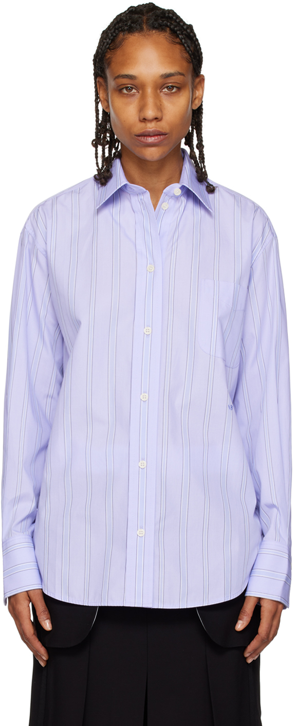 Victoria Beckham Purple Striped Shirt In 8348 Lavender