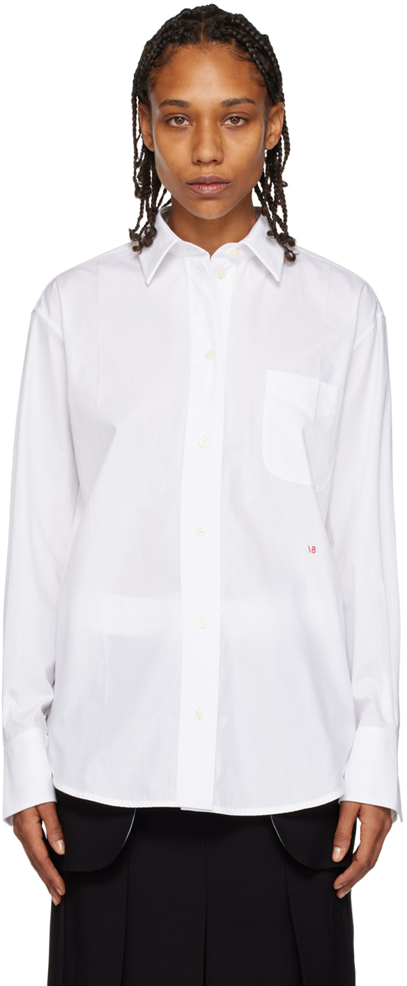 Shop Victoria Beckham White Embroidered Shirt In 6 White