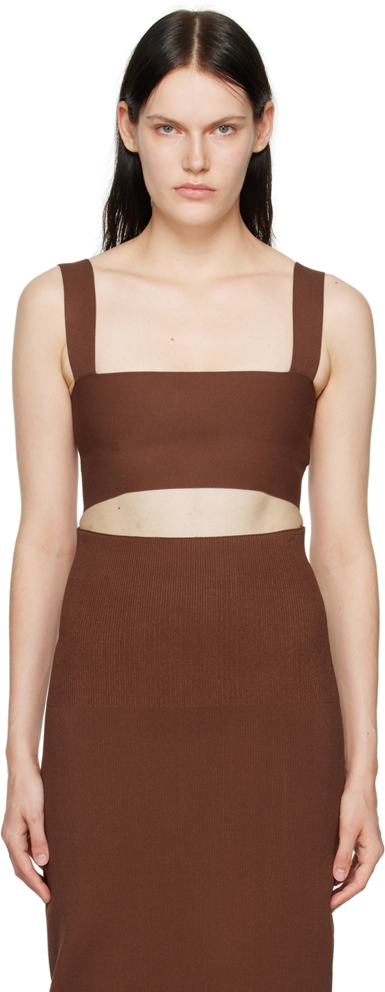 VICTORIA BECKHAM BROWN STRAP BANDEAU TANK TOP