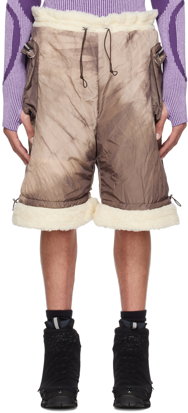 Charlie Constantinou Brown Fleece-lined Shorts In Garment Dye Brown/ C