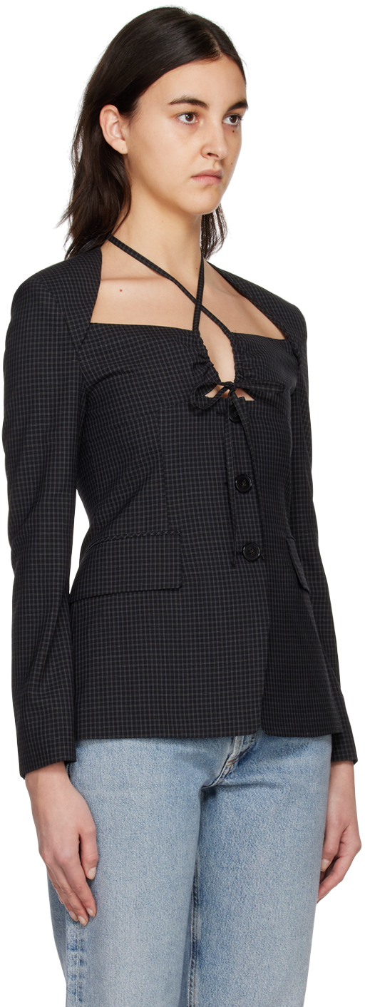 J Koo Black Cutout Blazer In Black [check]