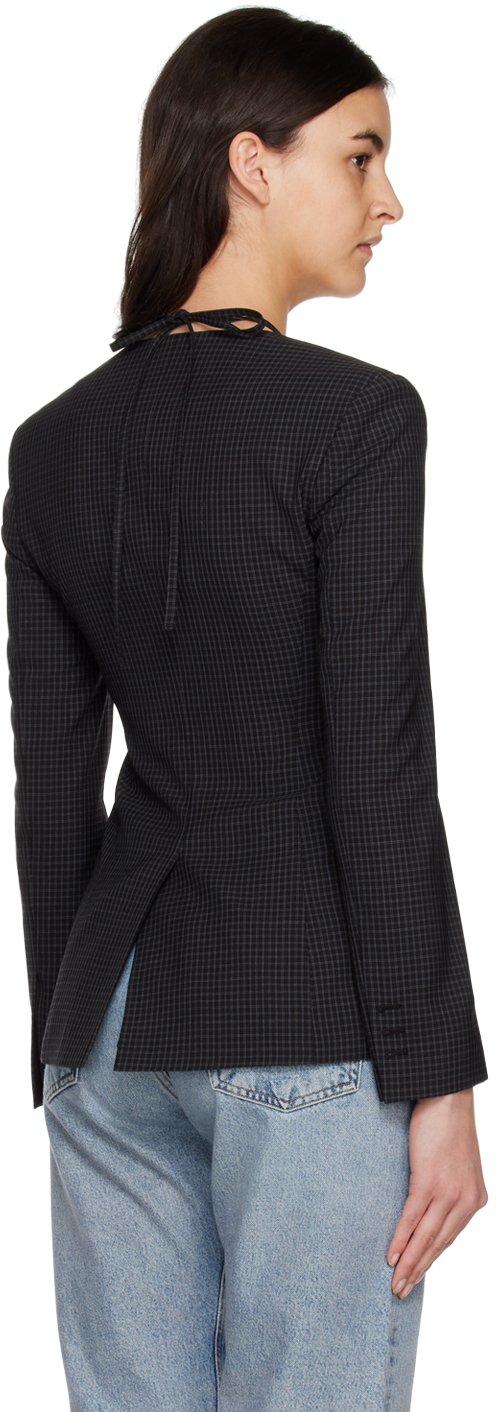 J Koo Black Cutout Blazer In Black [check]