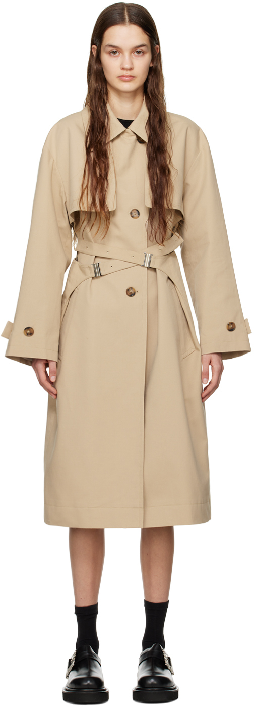 Belted Trench Coat with Criss Cross Collar