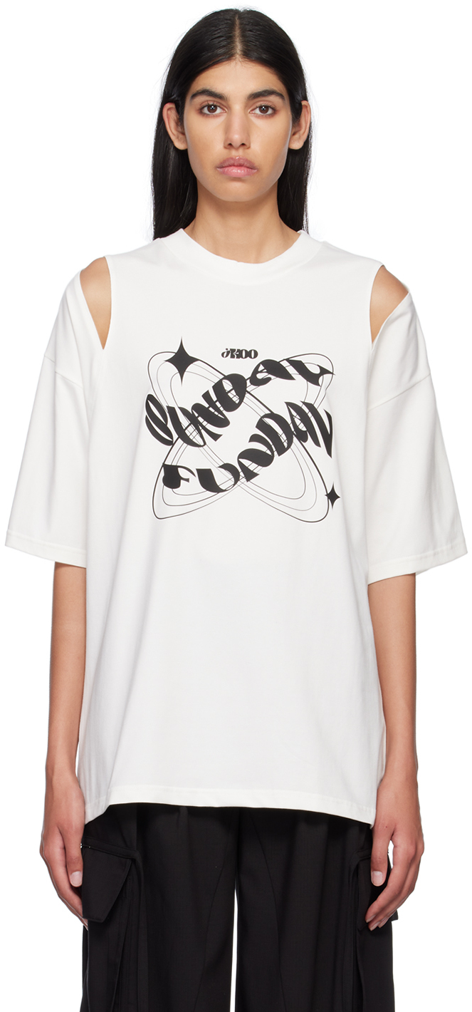 J KOO: White Cutout T-Shirt | SSENSE