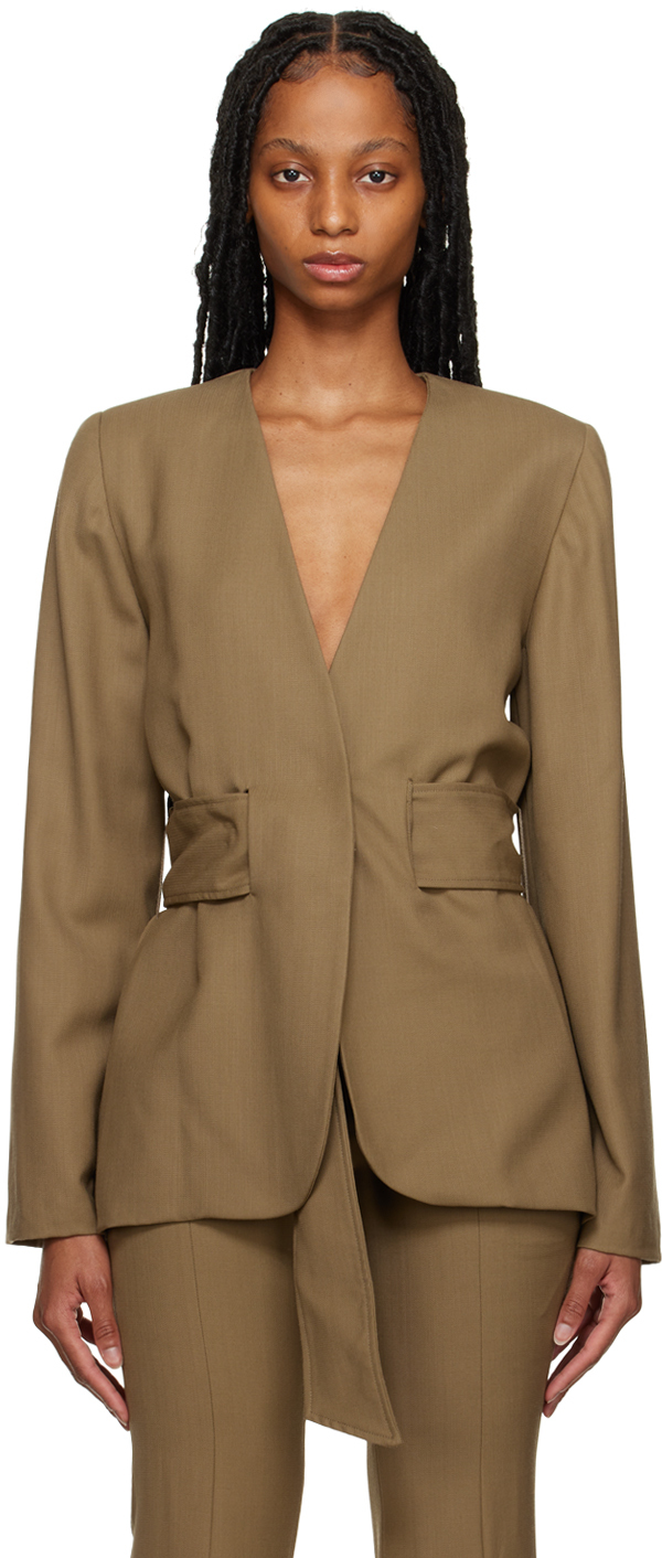 Elleme Cut-out Tailored Jacket In Green