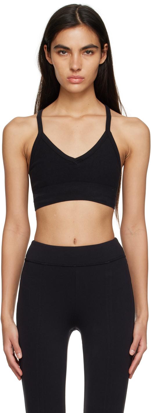 Alo: Black Seamless Sports Bra | SSENSE Canada