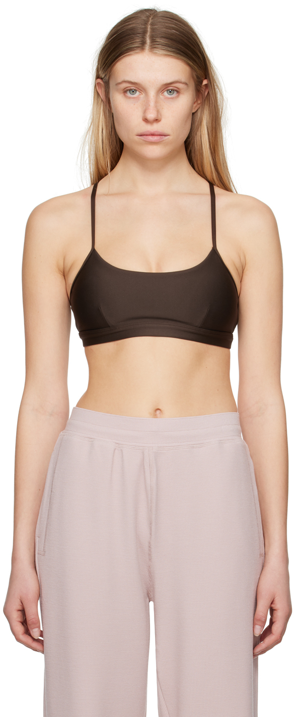 Alo Yoga Airlift Intrigue Low-impact Sports Bra In Brown