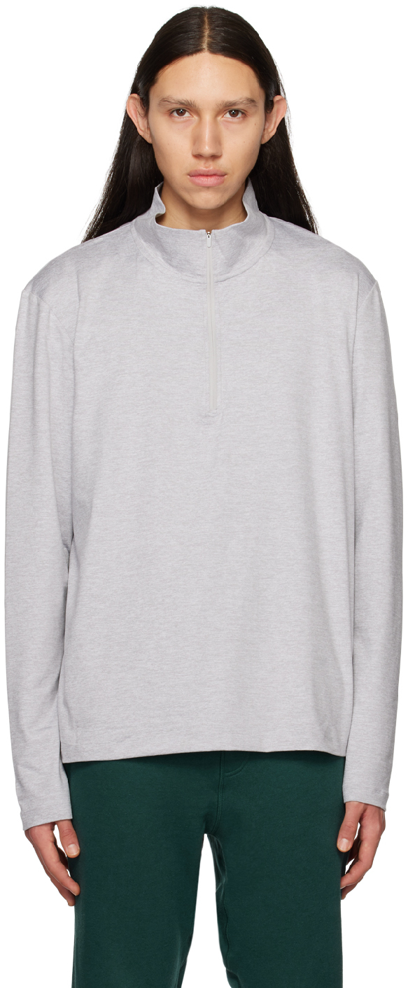 Alo Yoga Grey Conquer Zip Reform Sweatshirt In Athletic Heather Grey