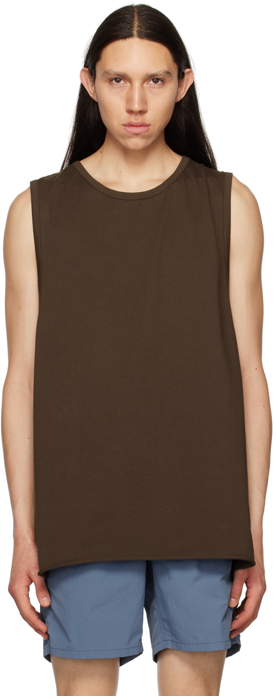 Alo Yoga Brown Crewneck Tank Top In Espresso