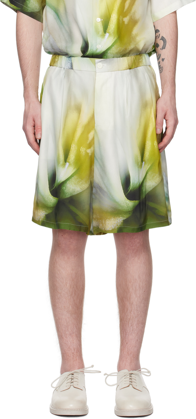 Taakk White Printed Shorts