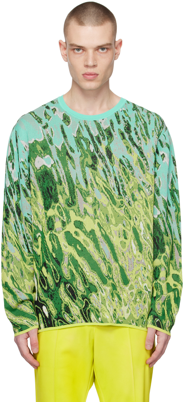 TAAKK: Green Jacquard Sweater | SSENSE