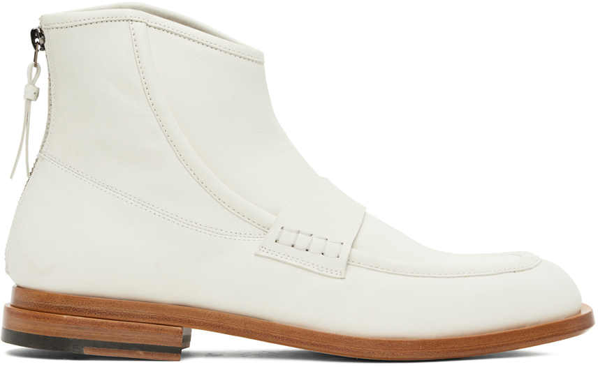 Taakk Ssense Exclusive White Carnaby Ice Zip-up Boots