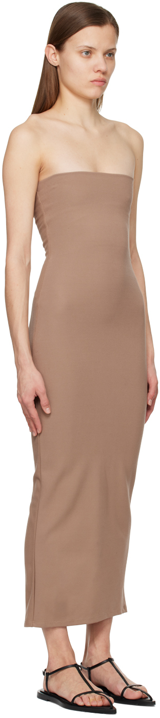 LESET TAUPE RIO MIDI DRESS