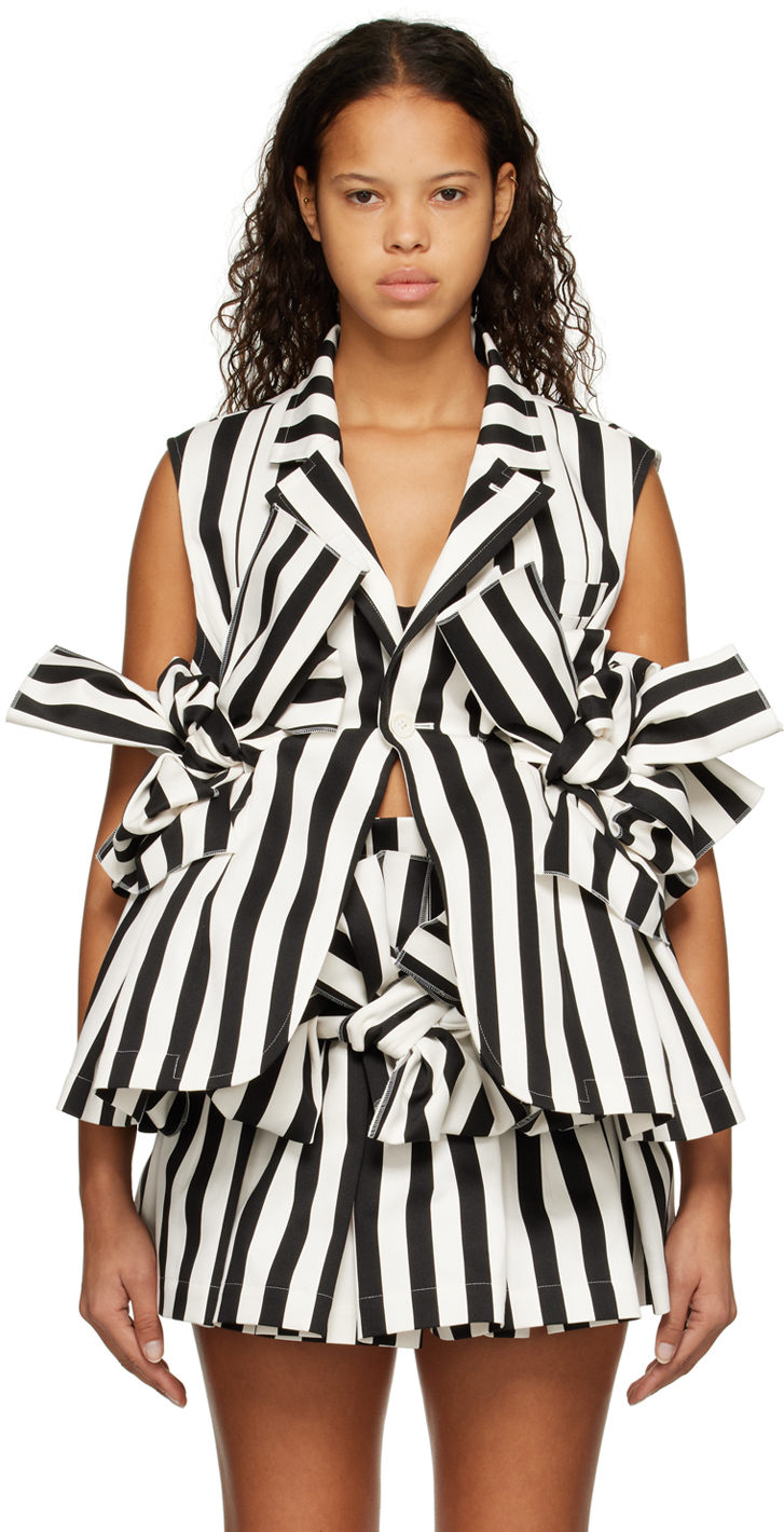 Tao Black & White Stripe Waistcoat. In 1 White/black