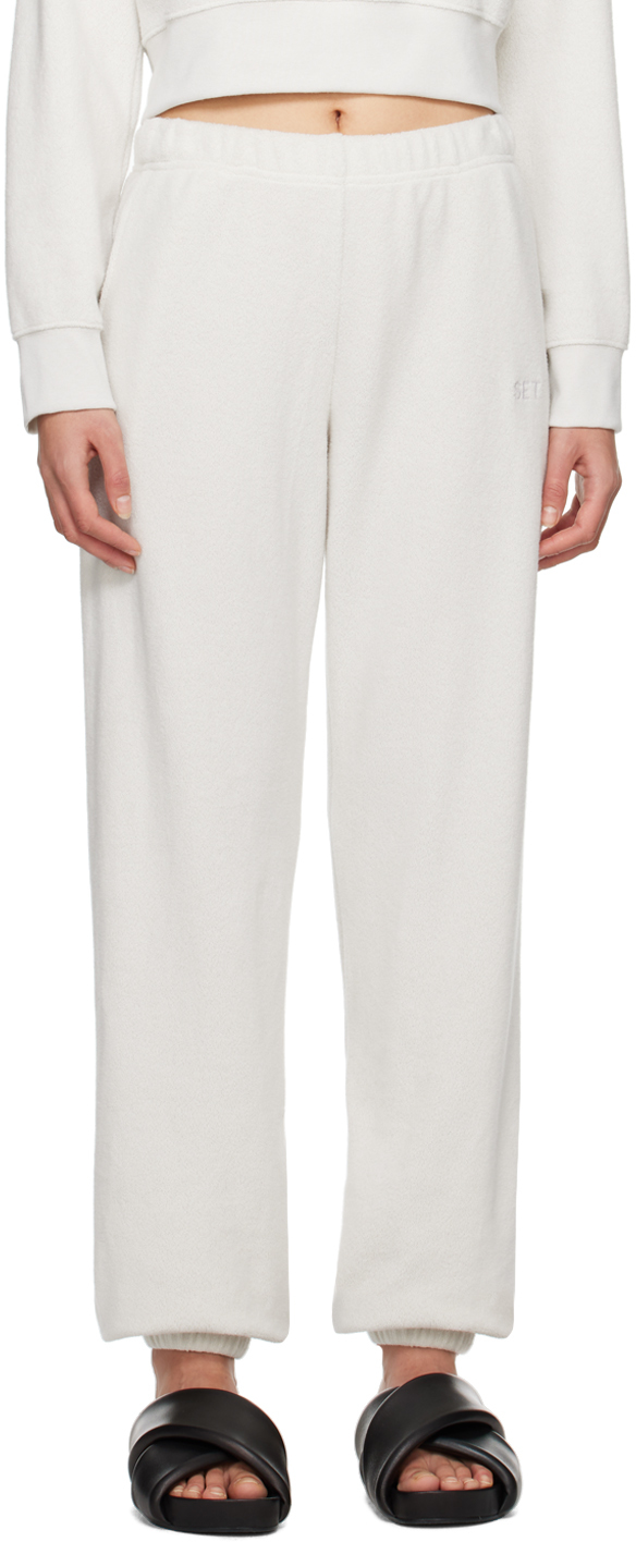 LESET Off-White Teddy Lounge Pants