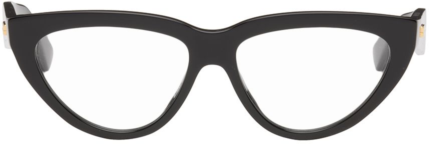 Bottega Veneta Black Cat-eye Glasses In 001 Shiny Black