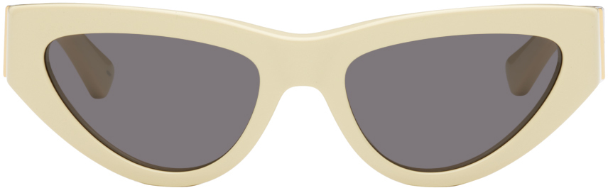 Bottega Veneta Beige Angle Sunglasses In 004 Shiny Solid Butt