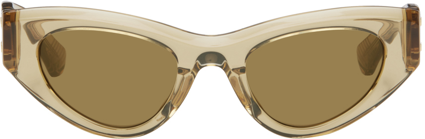 Bottega Veneta Brown Angle Cat-eye Sunglasses In 003 Brown