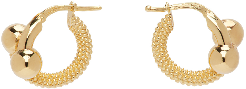 Bottega Veneta Gold Intreccio Hoop Earrings In 8120 Yellow Gold