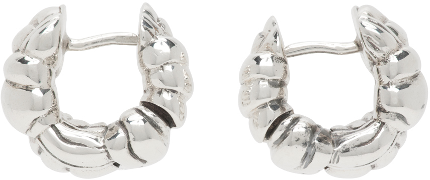 Silver Mini Pleat Hoop Earrings