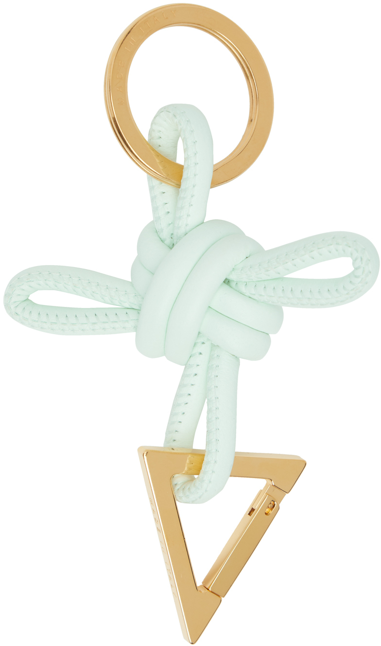 Bottega Veneta Green Triangle Key Ring In 1807 Glacier Gold