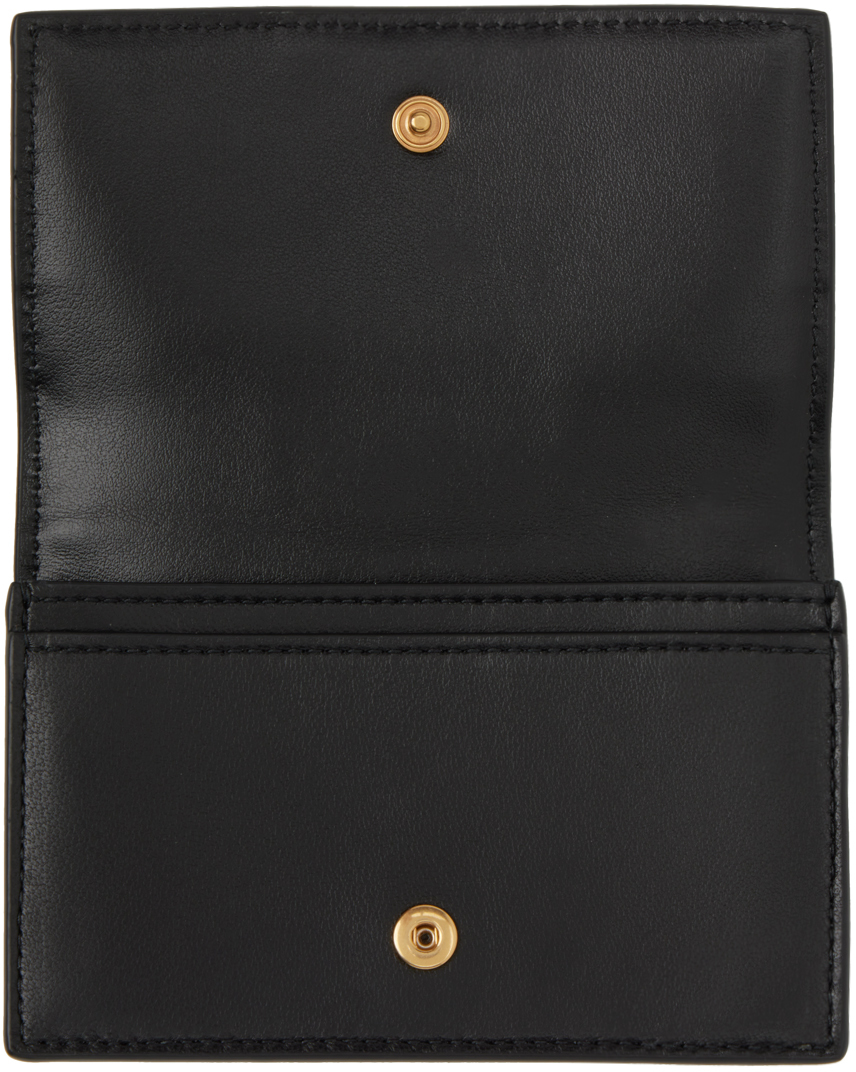 Bottega Veneta Black Business Card Holder In 8425 Black Gold