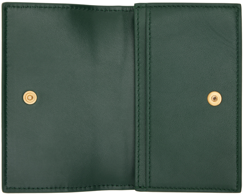 Bottega Veneta Green Business Card Holder In 3035 Raintree Gold