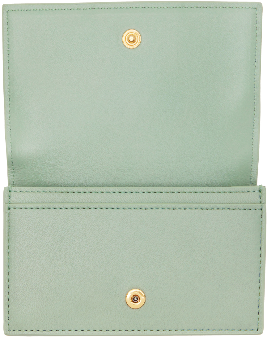 Bottega Veneta Green Intrecciato Card Holder In 3403 New Sauge Gold