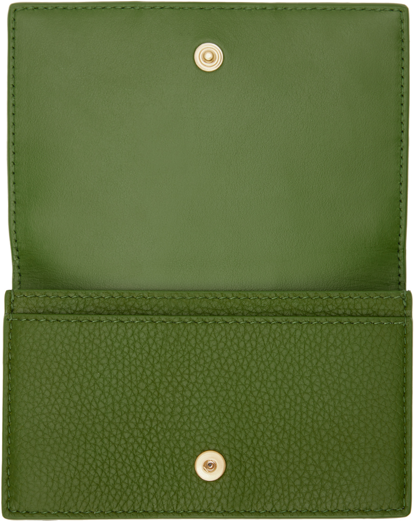 Bottega Veneta Green Business Card Case In 3141 Avocado Gold