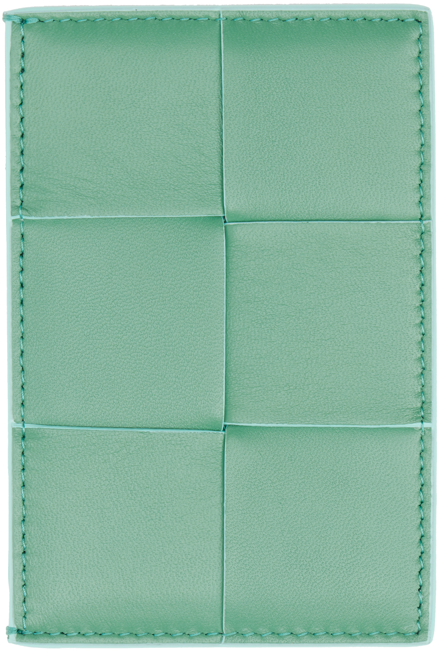 Bottega Veneta Green Credit Card Holder In 3180 Merm Cel/merm/c