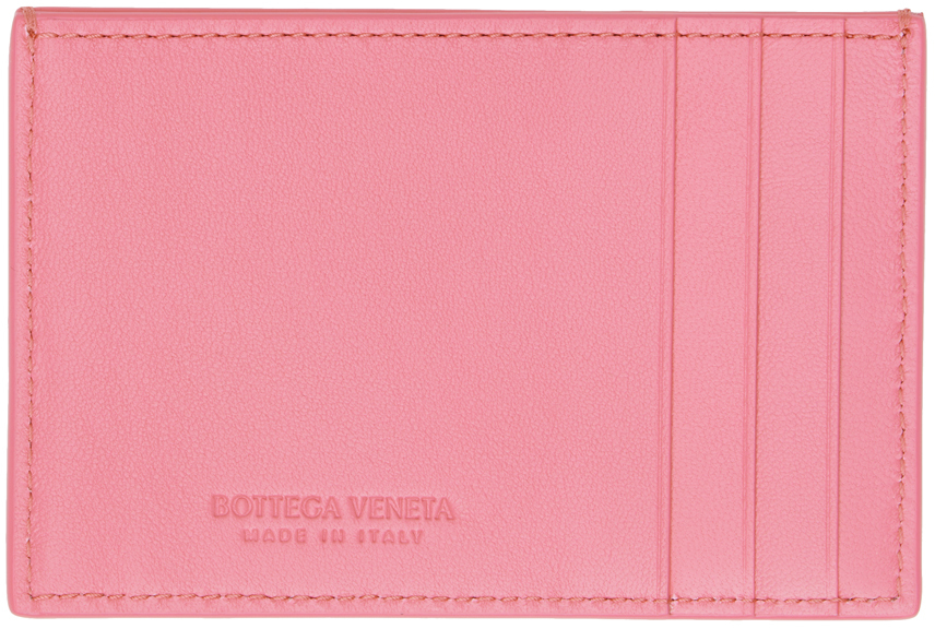 Bottega Veneta Pink Credit Card Case In 5090 Milkshake Gold