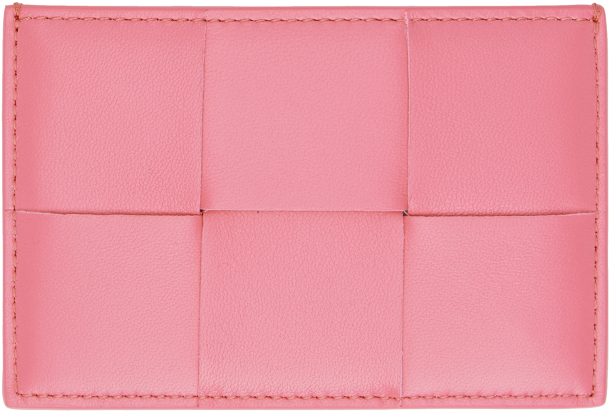 Bottega Veneta Pink Credit Card Case In 5090 Milkshake Gold