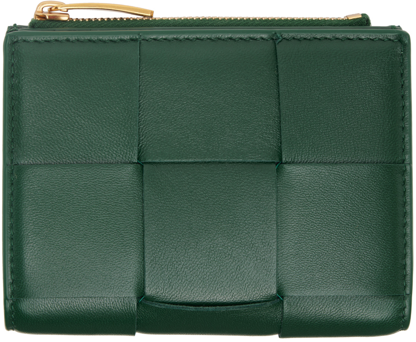 Bottega Veneta Green Small Bi-Fold Zip Wallet