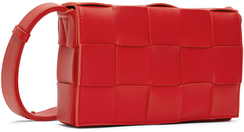 Bottega Veneta Red Small Intreccio Cassette Bag In 6572 Redstone Gold