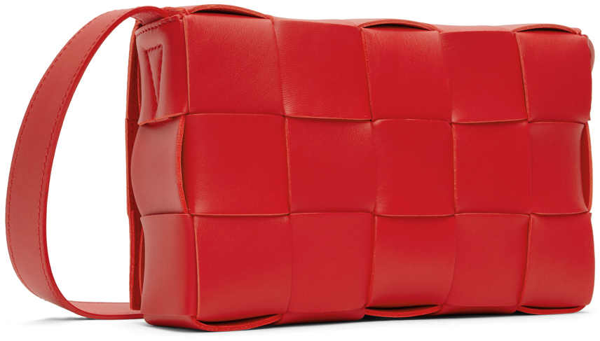 Bottega Veneta Red Small Intreccio Cassette Bag In 6572 Redstone Gold