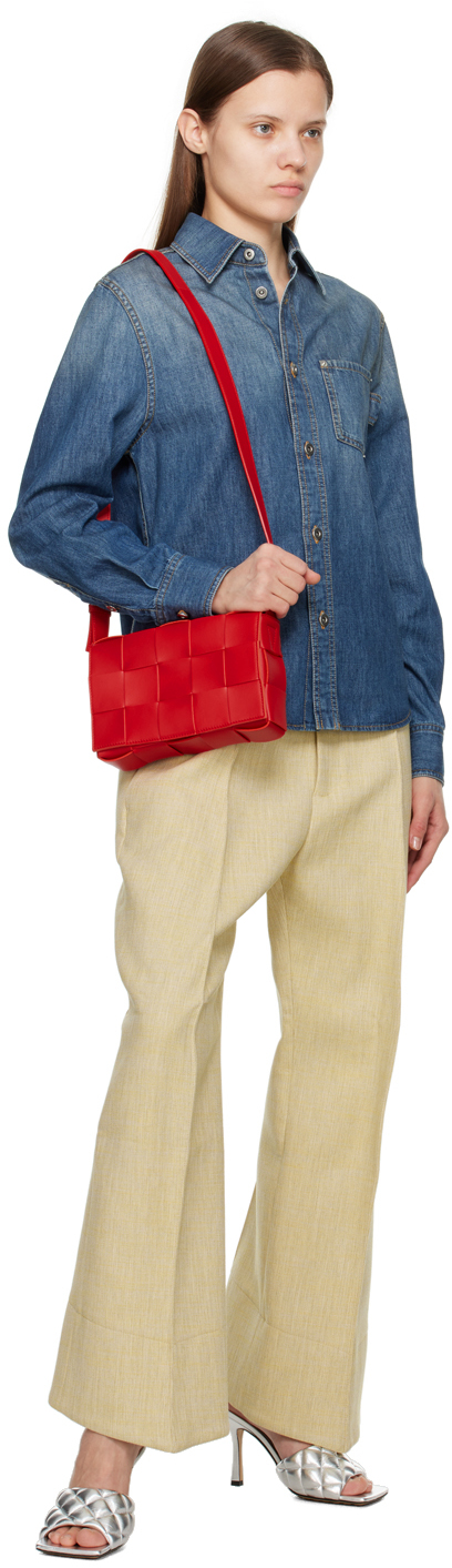 Bottega Veneta Red Small Intreccio Cassette Bag In 6572 Redstone Gold