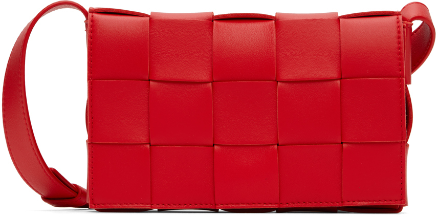 Bottega Veneta: Red Small Cassette Bag | SSENSE Bottega Veneta: Red Small Cassette Bag | SSENSE