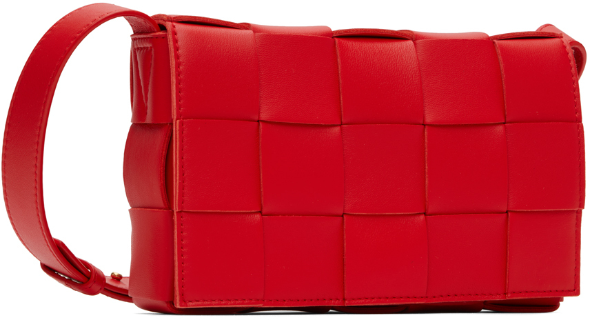 BOTTEGA VENETA RED SMALL CASSETTE BAG 