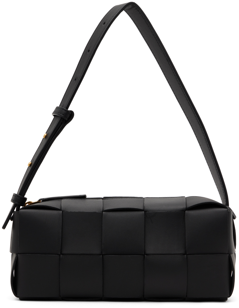 Bottega Veneta Black Brick Cassette Bag In 8425 Black Gold