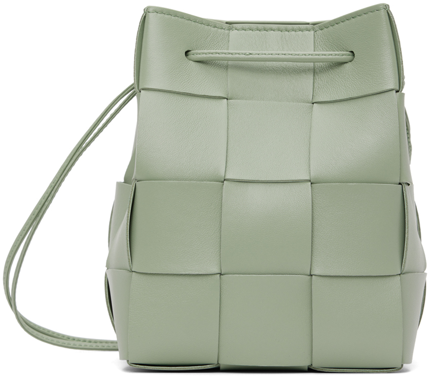 Bottega Veneta: Green Cassette Cross-Body Bucket Bag