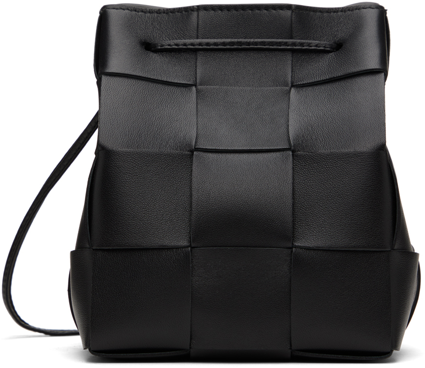 Bottega Black Small Cassette CrossBody Bucket Bag SSENSE