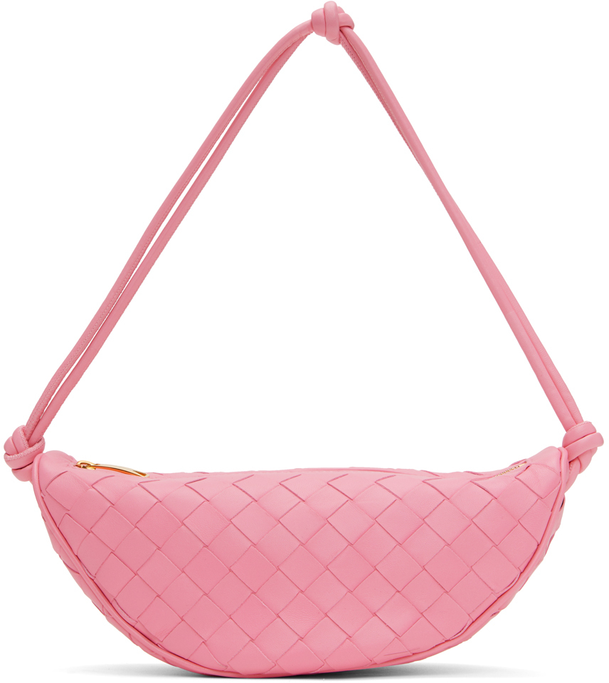 Bottega Veneta Pink 'pouch On Strap' Bag In 5832 Ribbon Gold