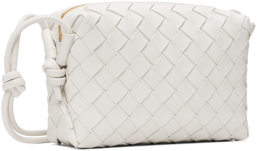 Bottega Veneta Loop Small Intrecciato Napa Shoulder Bag In 9009 White Gold