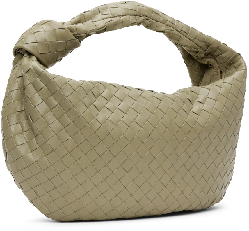 Bottega Veneta Small Jodie Bag in Travertine & Gold, Sage. Size all.