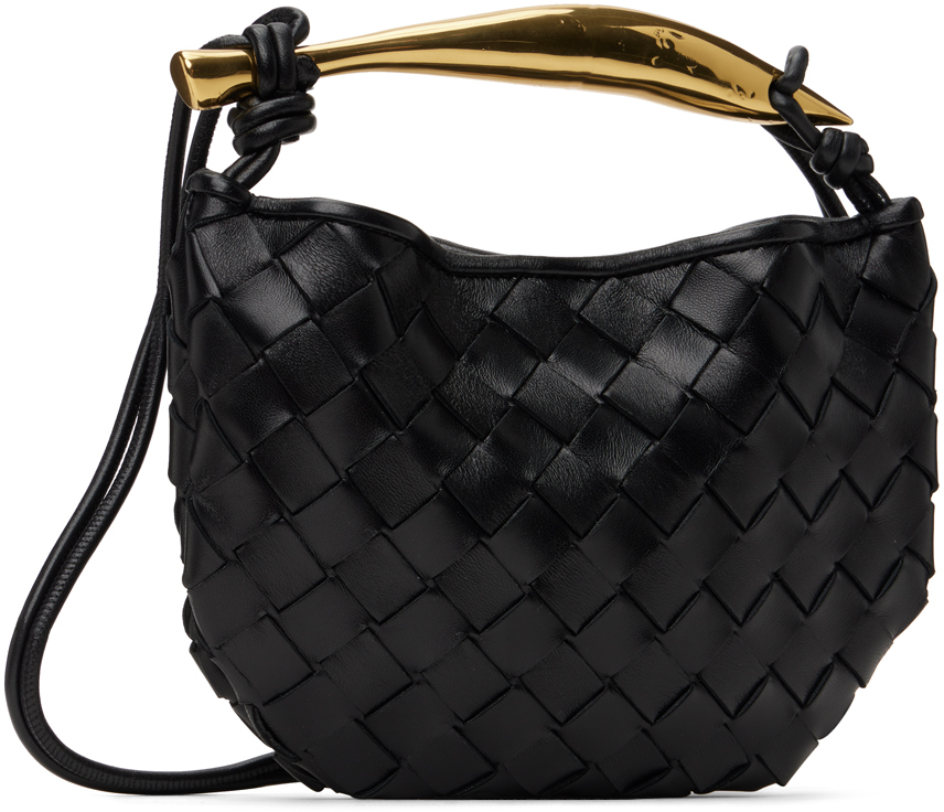 Bottega Veneta Black Mini Sardine Shoulder Bag In 1019 Black M Brass