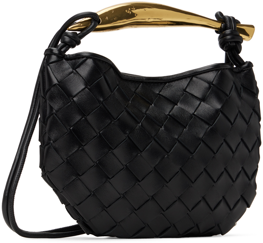 Bottega Veneta Black Mini Sardine Shoulder Bag In 1019 Black M Brass