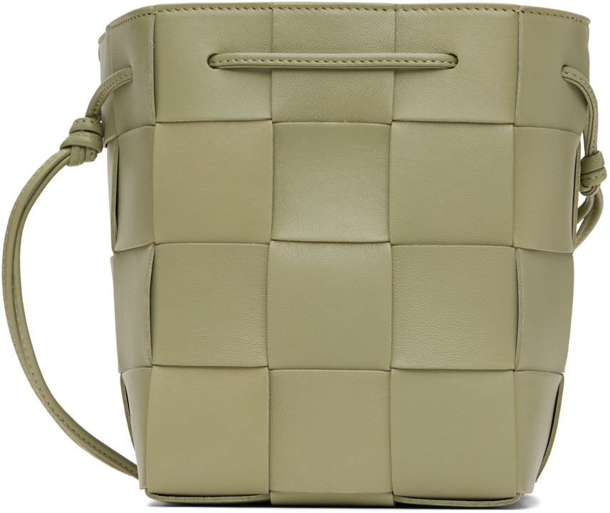 Bottega Green Small Cassette CrossBody Bucket Bag SSENSE
