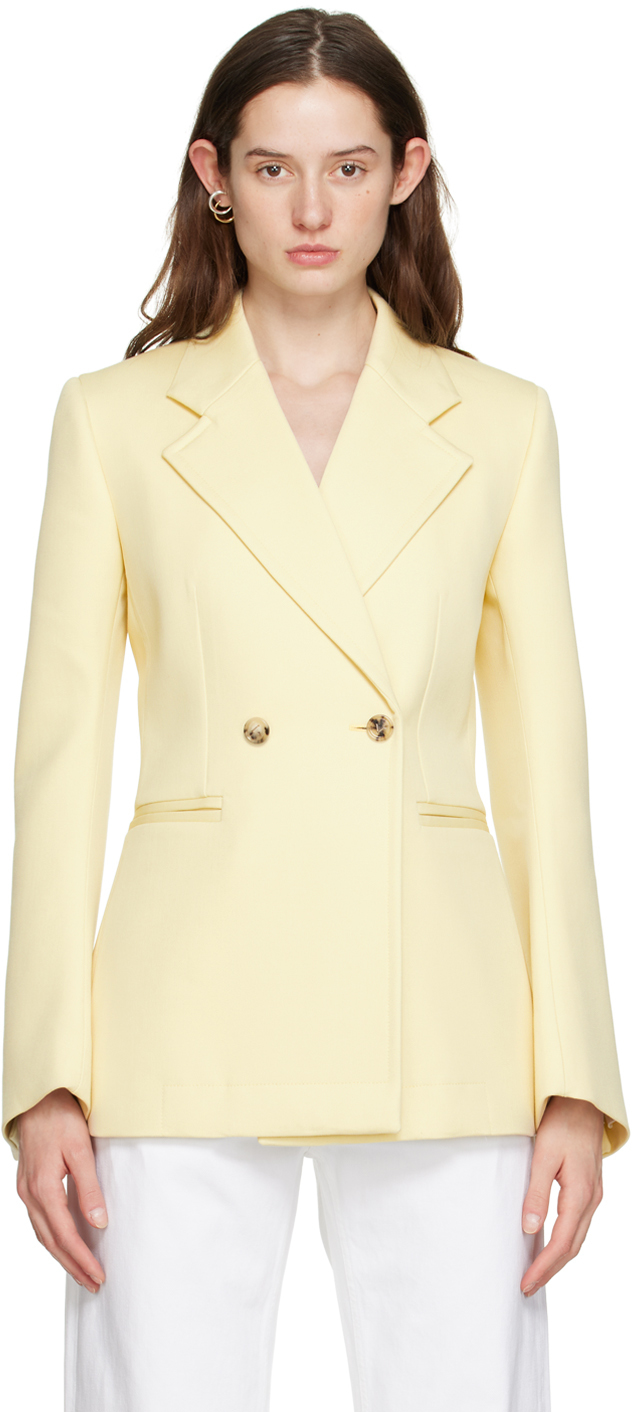 Bottega Veneta Yellow Curved Sleeves Blazer In Camomile