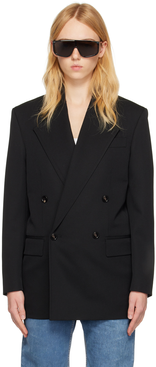 ジャケット BOTTEGA VENETA DOUBLE-BREASTED GRAIN DE POUDRE JACKET BOTTEGA VENETA Double-breasted satin-trimmed grain de poudre