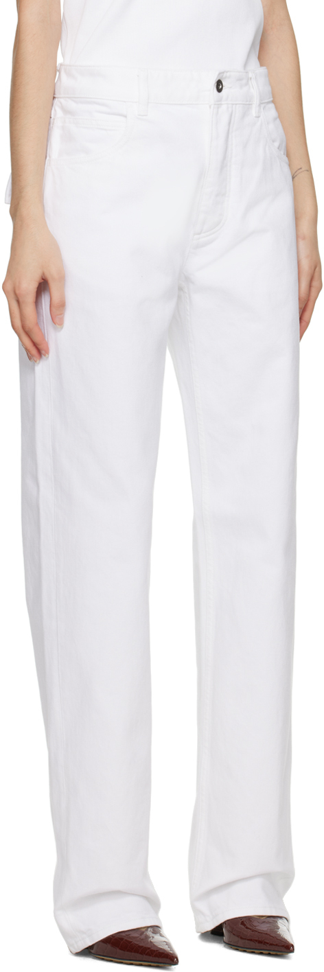 Bottega Veneta White Flared Jeans In Soft Denim In 9000 White